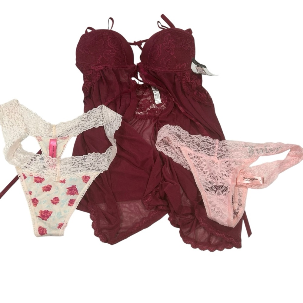 French affair baby doll nightie set all new cranberry + 2 thongs
Size XL sexy
